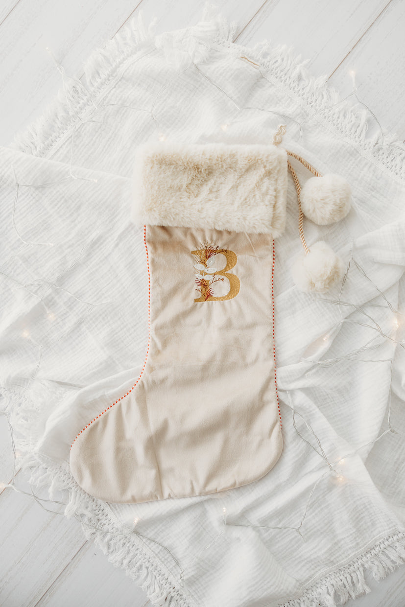 Deluxe Embroidered Stockings - Champagne
