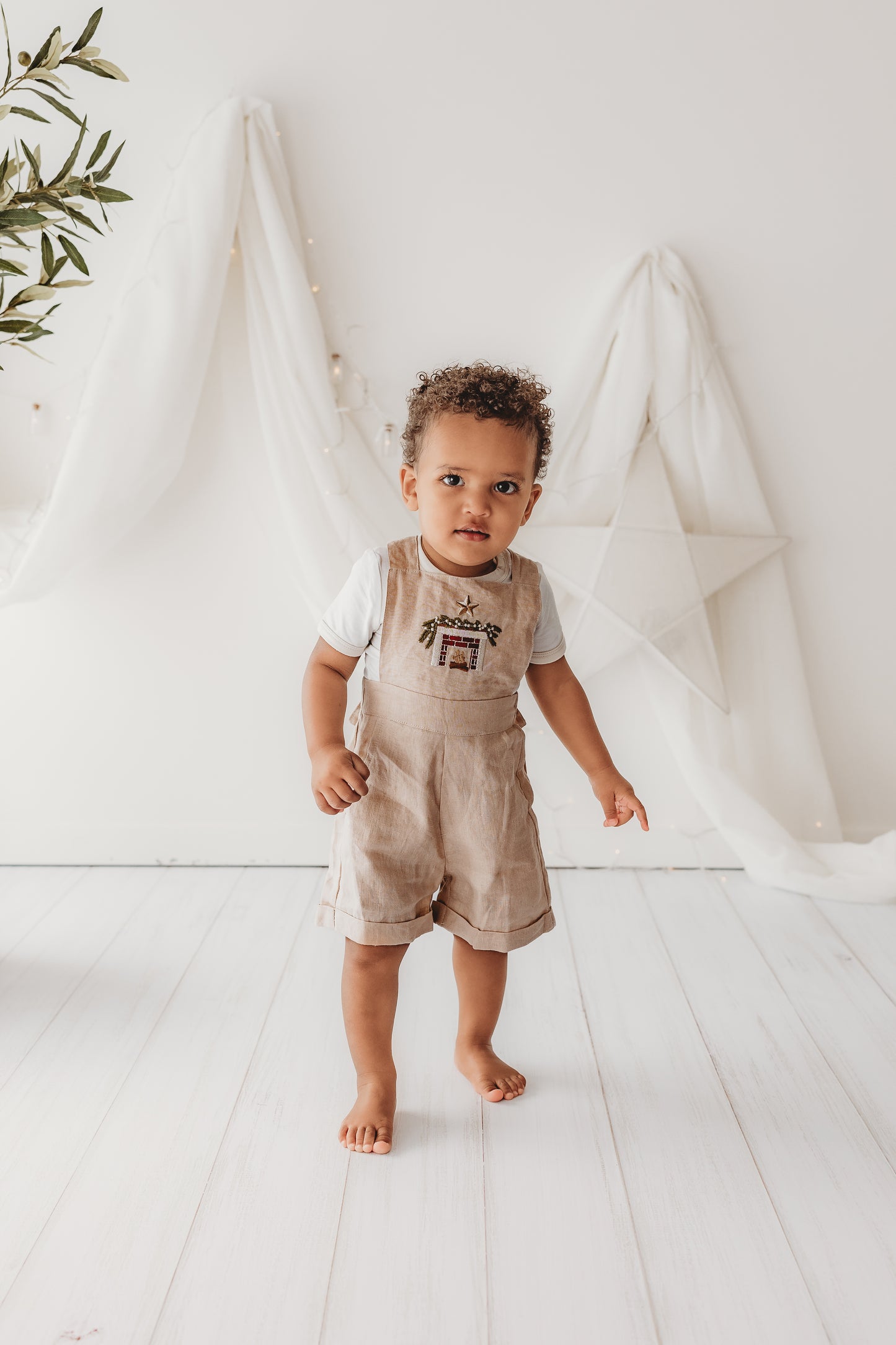 Embroidered Oak Overalls - Cosy Fireplace