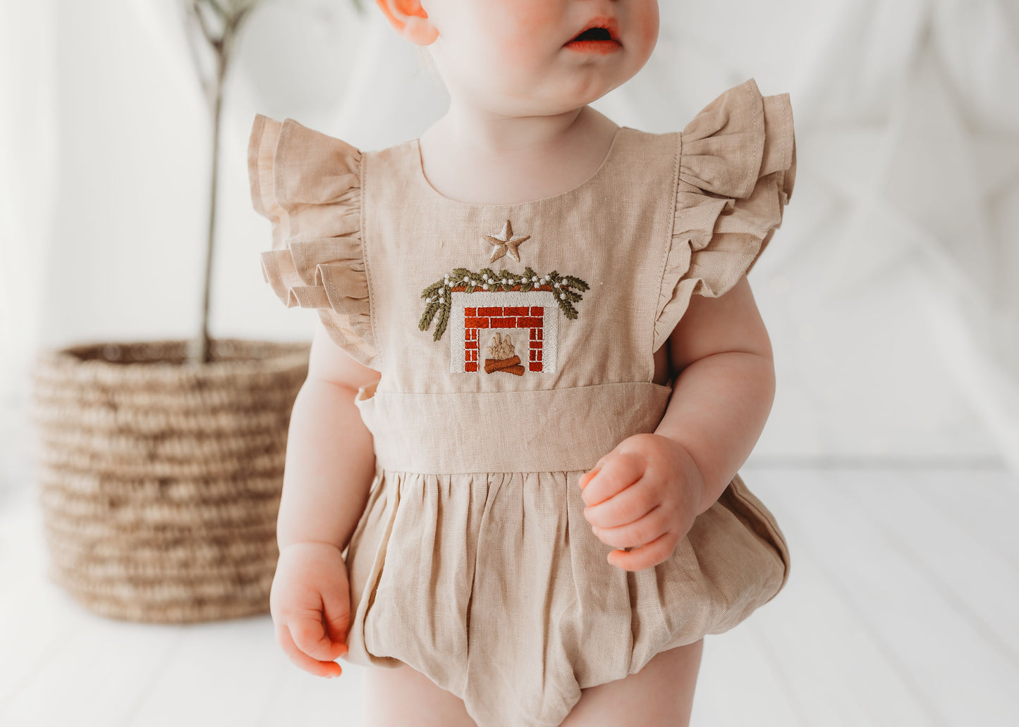 Embroidered Oak Romper - Cosy Fireplace