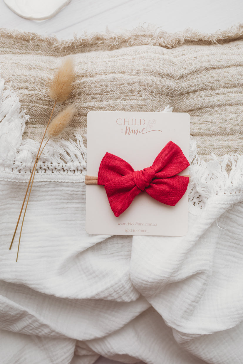 Personalised Christmas linen bow - Cherry
