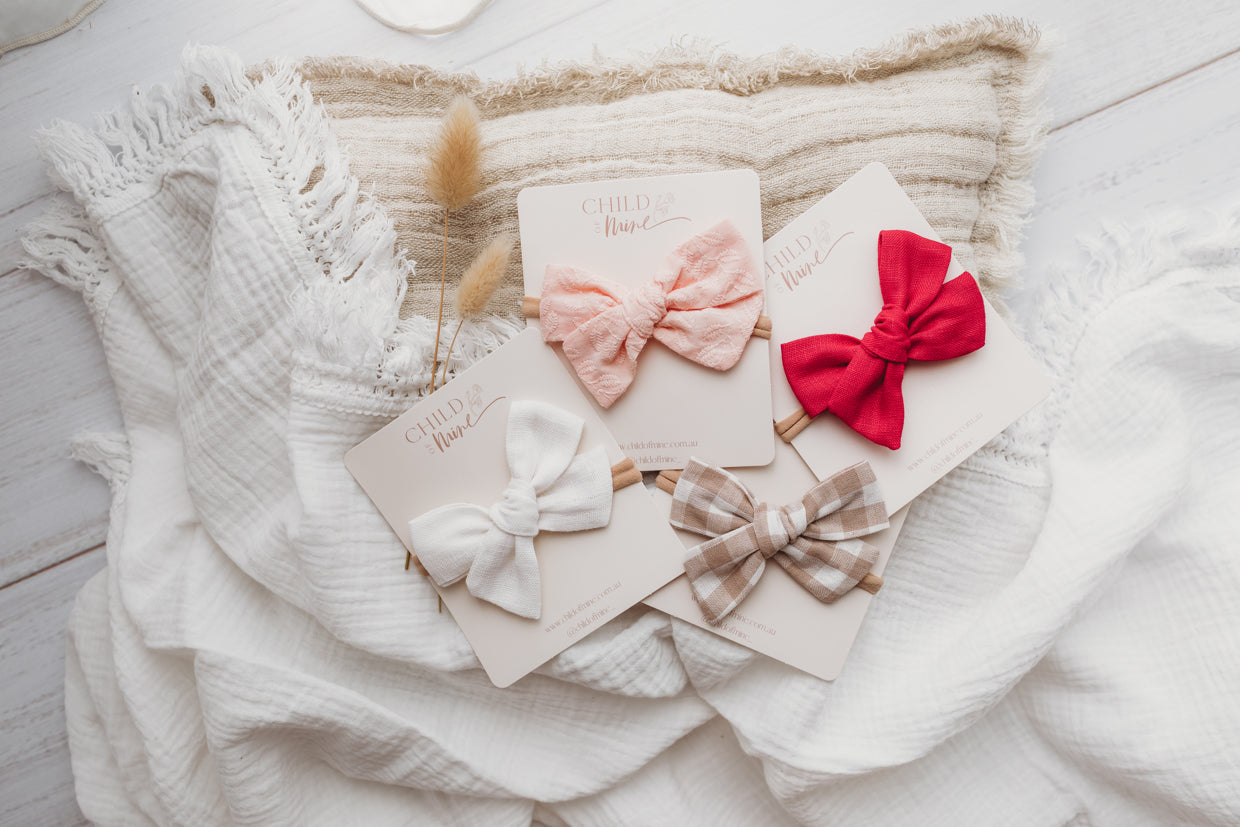Personalised Christmas linen bow - Cherry