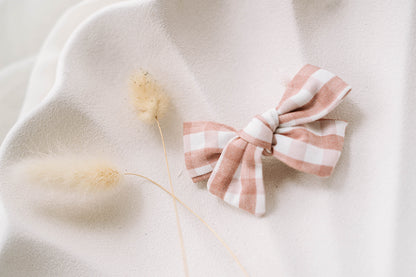 Dusty Pink Gingham Bow